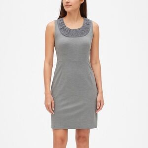Banana Republic Petite Gray Lace Neck Sheath Dress Size 12P